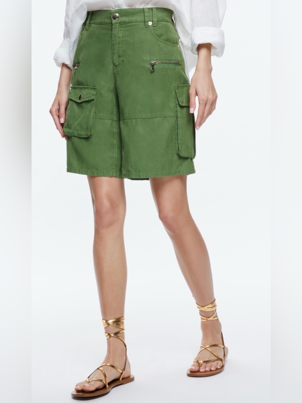 Alice and olivia Olive Green Cargo Utility Shorts